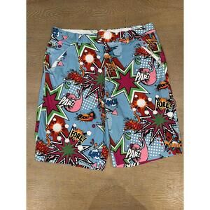 Royal & Awesome MENS Golf Shorts 9” Partoon Comic Book Cartoon Design SIZE 32